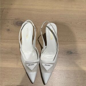 Prada Women's Elegant Cream Slingback Heels